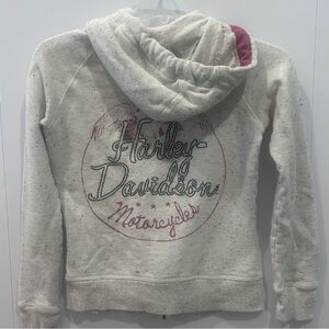 Harley-Davidson Women Metallic Flecked Zip Hoodie Track Hooded Jacket Small